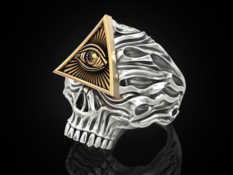 All seeing eye skull ring