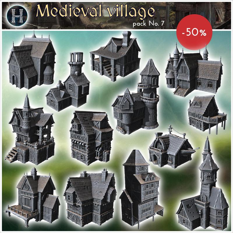 Medieval village pack No. 8 - Medieval Gothic Feudal Old Archaic Saga 28mm 15mm RPG