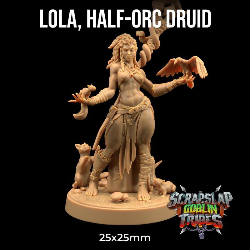 Lola, Half-Orc Druid | PRESUPPORTED | Scrap Slap Goblin Tribes