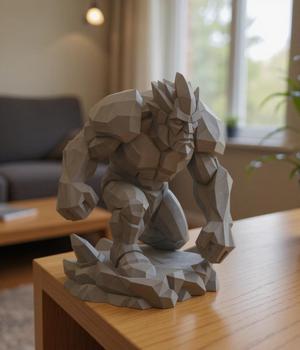 Stone Guardian – Low Poly Rock Golem 3D Print