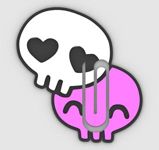 cute skulls in love-v2 - Paper clip, bookmark - 3MF pre-painted , STL