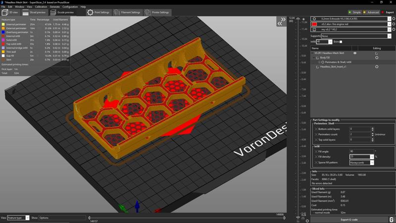Voron V0.2 R1 Mesh Skirts