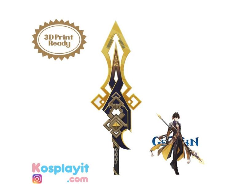 Genshin Impact - Vortex Vanquisher - Digital 3D Model - File Divided for facilitated 3D Printing - Zhongli Cosplay