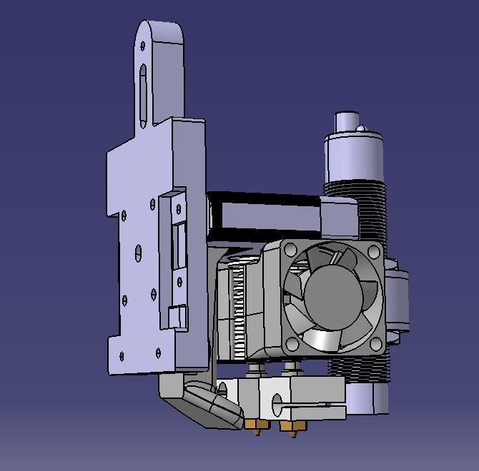 E3D Dual Extruder mount for Hypercube Evolution with 18mm capacitive sensor