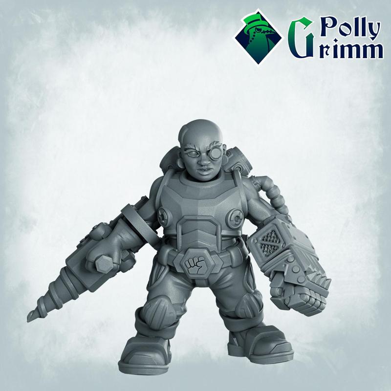 Sci-fi tabletop miniature. Galaxy Dwarves set. Space Rocks! Dwarf miner
