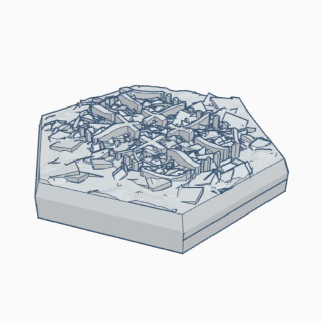 Sci-Fi Destroyed Building 5 Hex Map Scale HMSSFD005