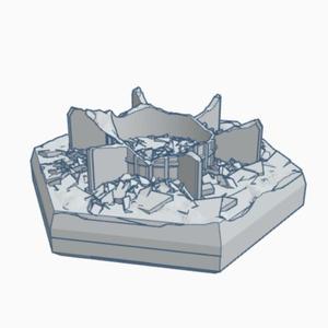 Sci-Fi Destroyed Building 46 Hex Map Scale