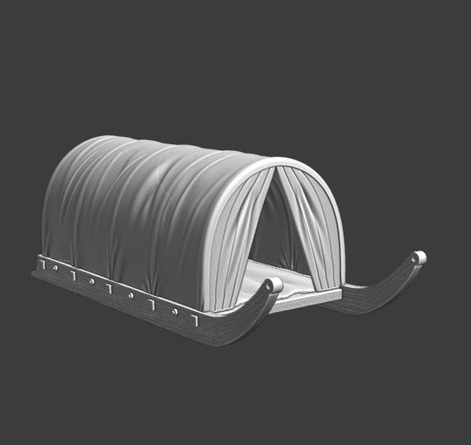 Medieval sledge with cover - wargaming model