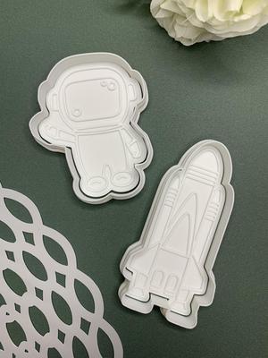 Astronaut and Rocket Cookie Cutter Stamp