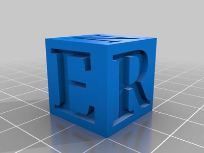 20mm Calibration Cube with E-R-S-I-N letters.