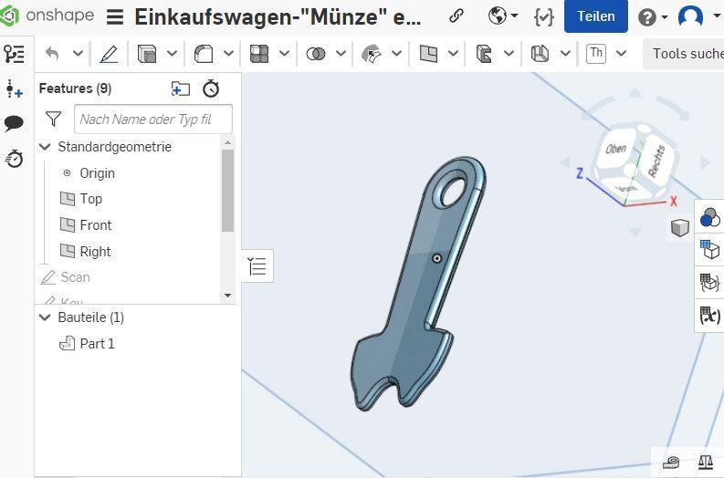Entfernbarer Einkaufswagenschlüssel / Removable Shopping Cart Key