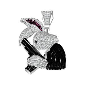 Bugs Bunny Holding Gun Moissanite Hip Hop Pendant