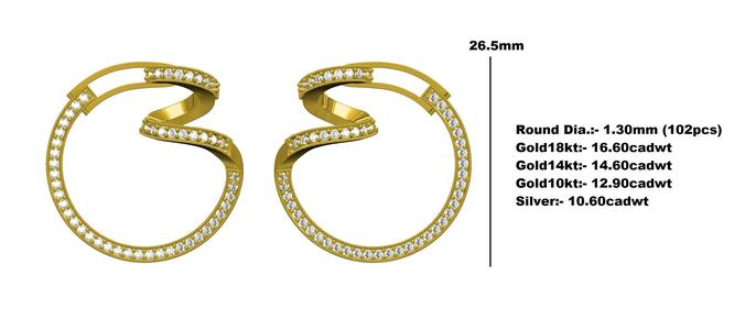 Antique Spiral Design Diamond Stud Earring