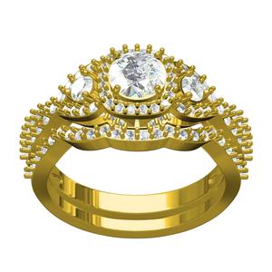 Round Diamond Halo Wedding Ring with Band