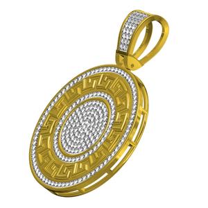 Greek Key Medusa Medallion Diamond Pendant