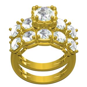 Big Round Diamond Solitaire Ring with Wedding Band
