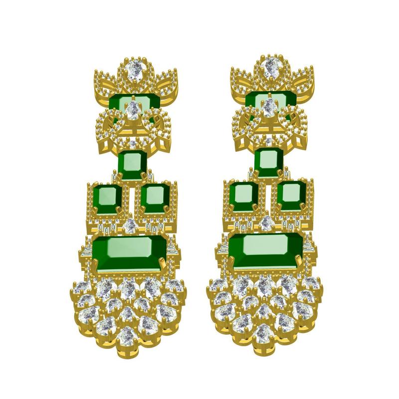 Radiant and Pear Diamond Long Dangle Earring