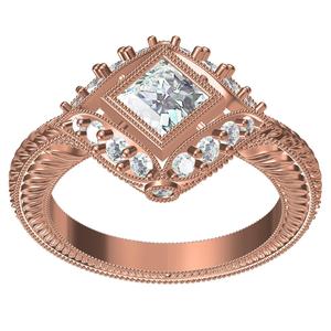 Vintage Princess Diamond Filigree Engagement Ring
