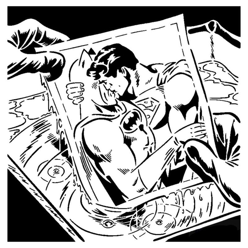 Batman and Superman stencil