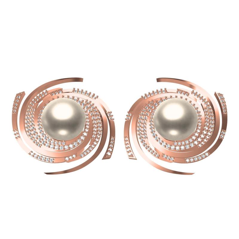 Antique Pearl Stone Ear Stud Earring