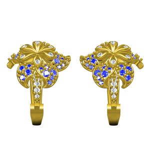 Blue Sapphire Diamond Flower Earring