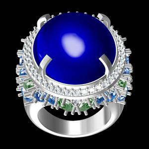 Blue Sapphire Cabochon Womens Ring