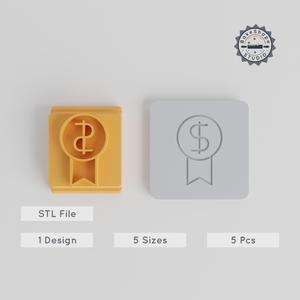 Prize Stamp Tile Set, 5 Sizes, Ideal for Clay, Cookies & Fondant, Award & Victory Designs, Perfect for All Soft Materials