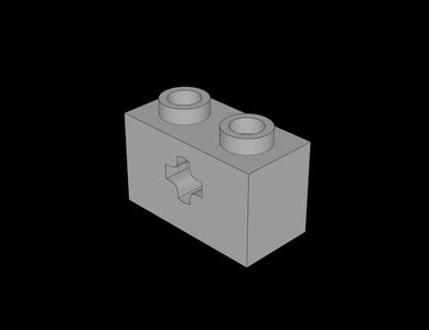 Lego Compatible (32064.dat) Technic Brick  1 x  2 with Axlehole with Open Sides and Stud Blocker