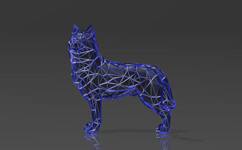 Husky Dog - Low Voronoi Style - Single Spider Web - LowPoly - Perfect Design - Easy Print - Decor