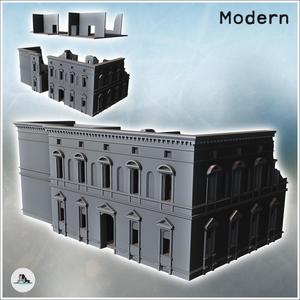 Baroque palace with pediments, flat roof and ruined section (27) - Modern WW2 WW1 World War Diaroma Wargaming RPG Mini Hobby