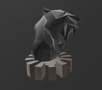 Low Poly Smilodon Bust - Dekor