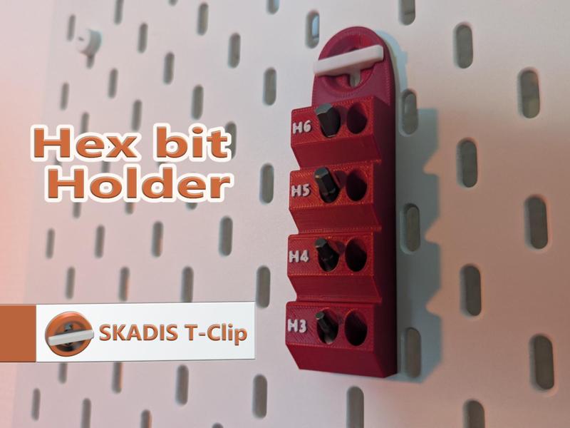 Hex bit holder with label Skadis T clip