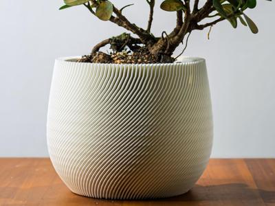 Spiral Planter Pot with Drainage / Ribbed Planter