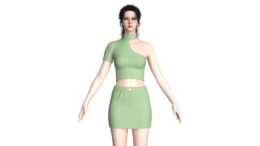 Girls Short Dress-Outfit V2 | Marvelous / Clo3d / obj / fbx