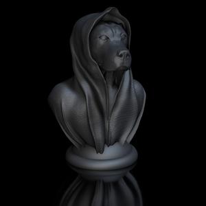 Labrador dog with cape, bust, base