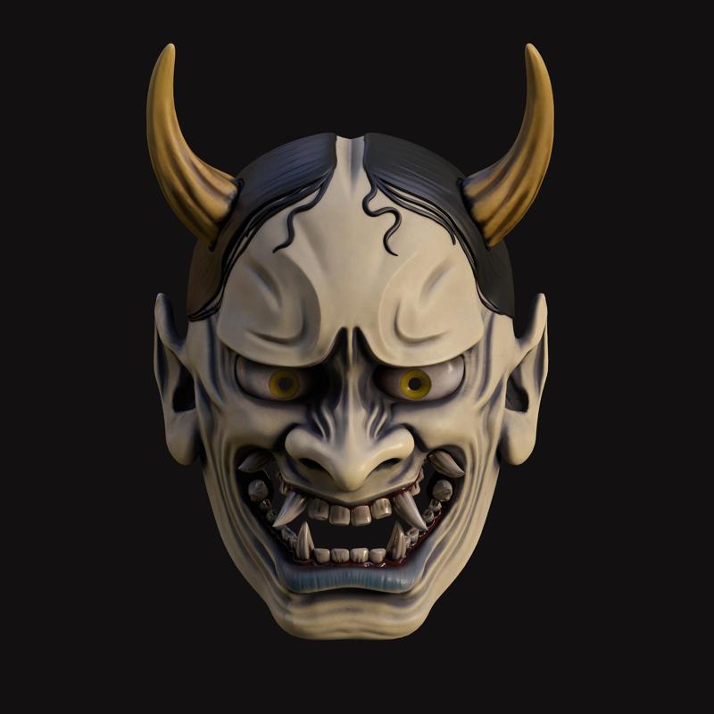 The Tengu mask in traditional Japanese style 3D model