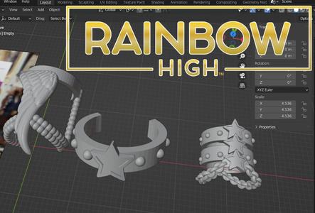 Rainbow High Arm Cuff, Bracelet and Choker (Mermaze Morra)