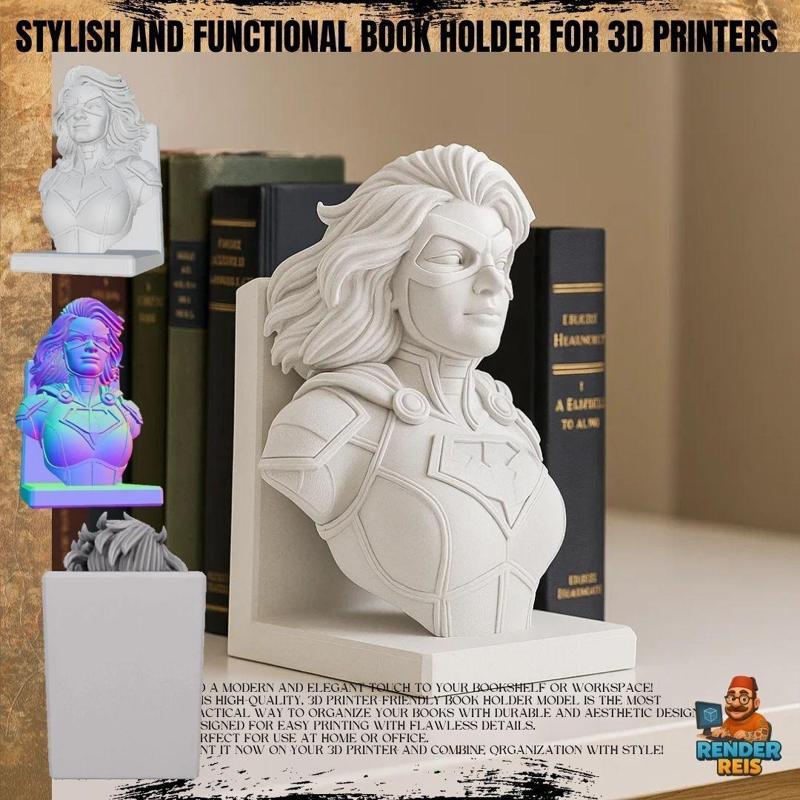 Superhero Woman Bust Bookend – 3D Printable
