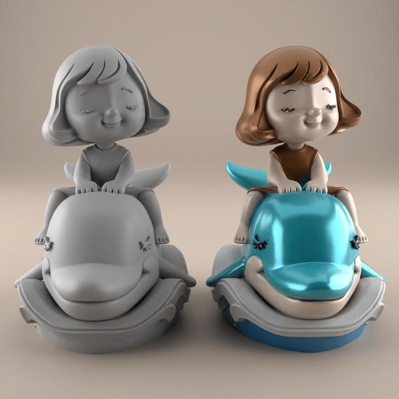 Dolphin Ride 3D Model for Kids' Room Decor STL File