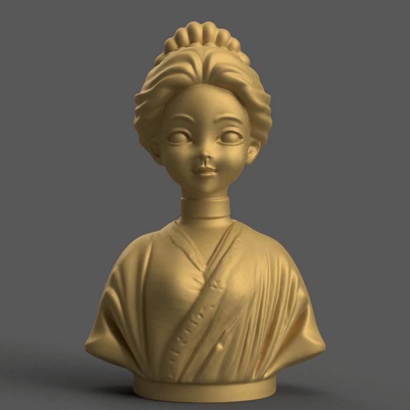 Elegant Lady Bust Statue – 3D Model STL for Decoration