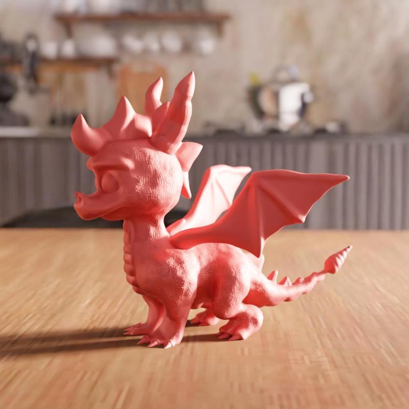 3D Cute Dragon Figure STL File - 160