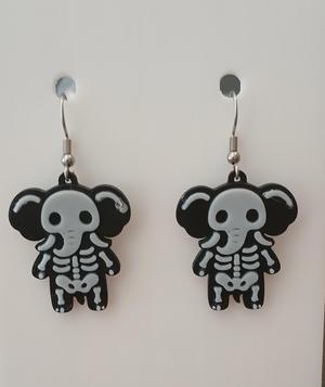 Skeleton Elephant – Halloween Earring & Keychain STL (No AMS Needed, 2-Color)