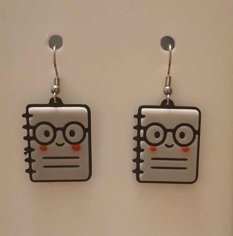 Notebook Earrings & Keychain | No AMS Needed | Back to School Teacher Gift 3D Print STL