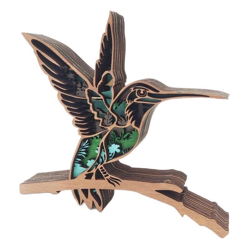 Wooden Hummingbird Home Ornament Template - Glowforge Laser Ready SVG Cut
