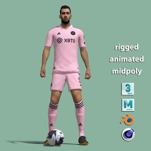 3D rigged Sergio Busquets Miami animation