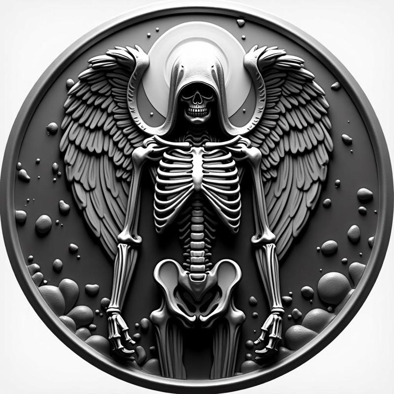 angel of death the reaping coin token wall art
