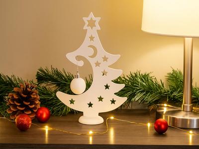 Decorative Christmas tree with moon and stars