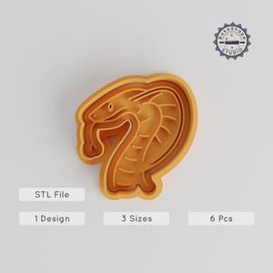 Cobra Snake Cookie Cutter & Stamp, Serpent Viper Design, Animal Reptile Baking Set, 3 Sizes, 6 Pieces PRODUCT_5547