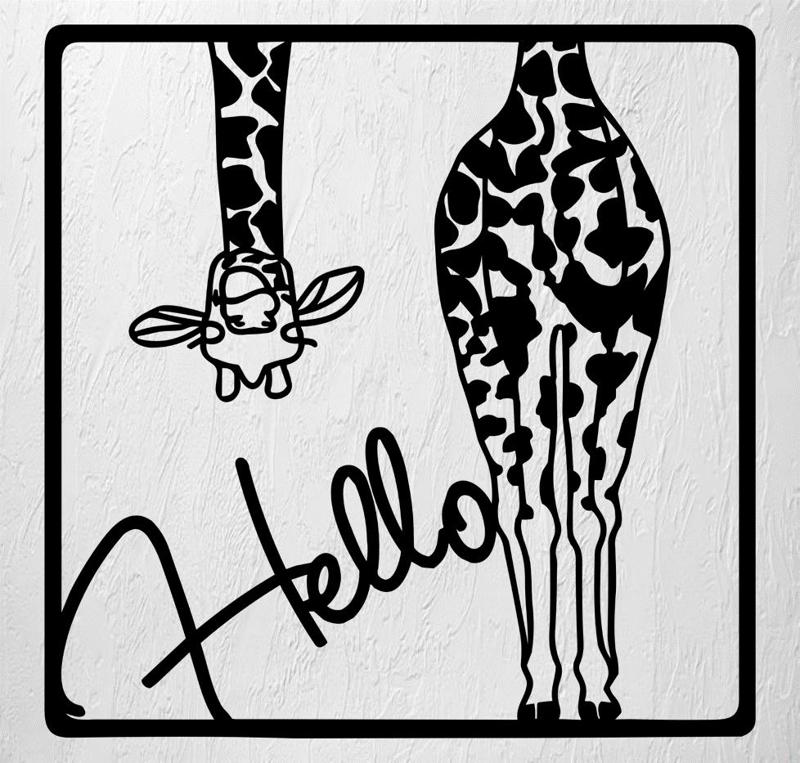 GIRAFFE HELLO WALL ART 2D DECORATION