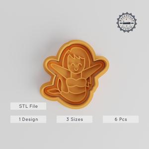 Mermaid Shape Cutter & Stamp Set, Cookie & Fondant Tools, S/M/L Sizes, Halloween 6 Line PRODUCT_5649
